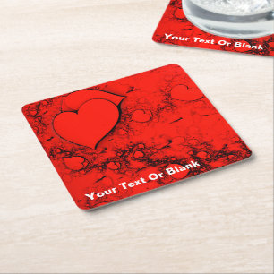 Gevoelige harten vierkante kartonnen onderzetter