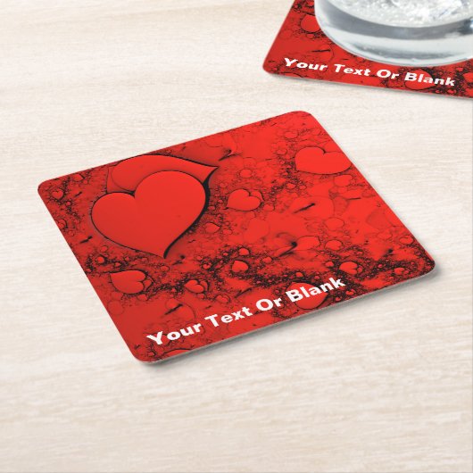 Gevoelige harten vierkante kartonnen onderzetter (Schuin)