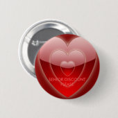 GEVOELIGE KORTING - RODE HEART-SPELD RONDE BUTTON 5,7 CM (Voorkant /achterkant)