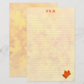 Gevoerde monogram herfst laat persoonlijk schrijve briefpapier (Voorkant / Achterkant)