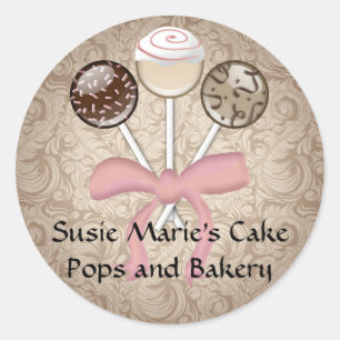 Gevormd Elegant Cacao Damask Cake Pop Sticker Labe