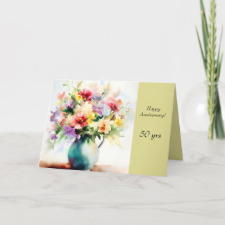 Gevouwen 50e Jubileum Wenskaart met bloemen Bedankkaart