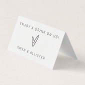 Gevouwen Bar Gratis Drink Ticket Wedding Kaart Tok Visitekaartjes (Achterkant)
