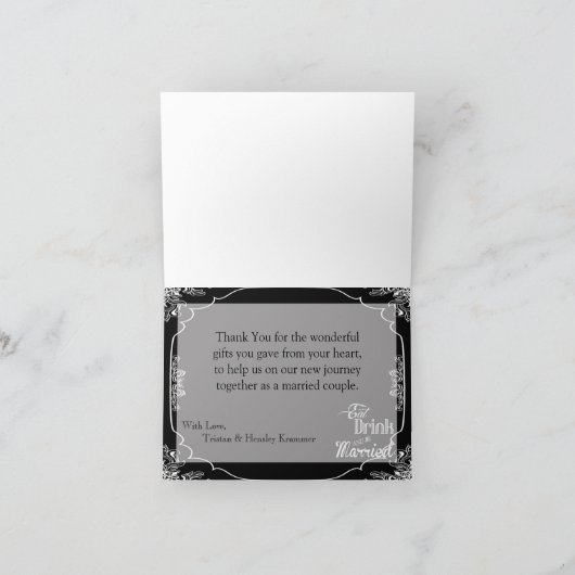 Gevouwen bedankkaart Eet Drink Wees getrouwd Wit (Binnen)