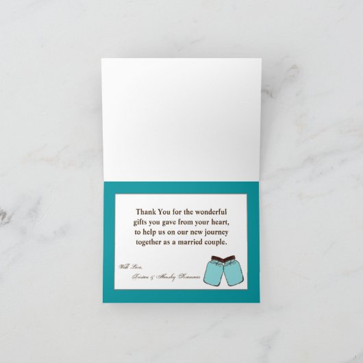 Gevouwen bedankkaart Mason Jar Initialen rustiek (Binnen)