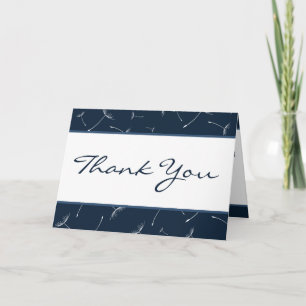 Gevouwen bedankkaart Navy Blue Dandelion Flower w
