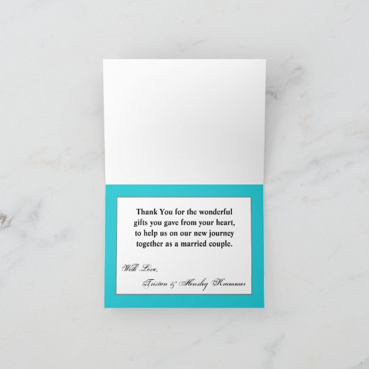 Gevouwen bedankkaart Ombre Streep Blauwgroen lijn (Binnen)