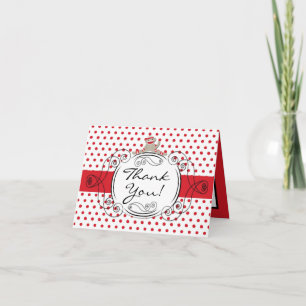 Gevouwen bedankkaart Rode Polkadot Sock Monkey Spe