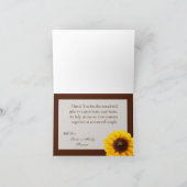 Gevouwen bedankkaart Rustieke Zonnebloem Land Lac (Binnen)