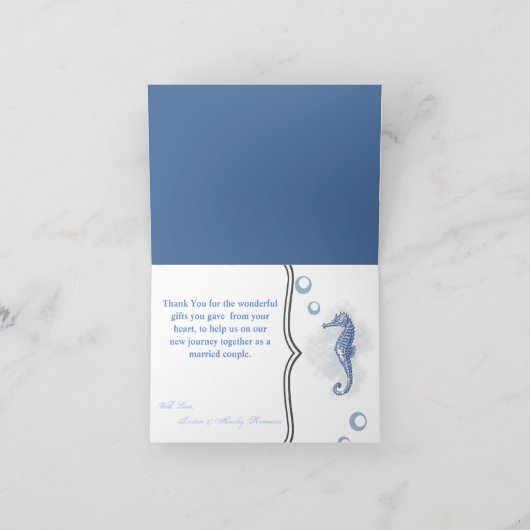 Gevouwen bedankkaart Seahorse Zee Ocean Beach (Binnen)