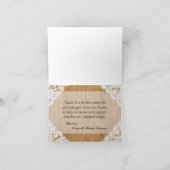 Gevouwen bedankt Button Burlap Lace (Binnen)