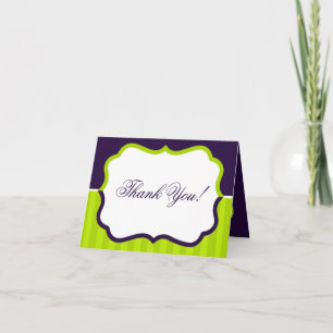 Gevouwen Bedankt Card Lime Green & Paarse Stripe