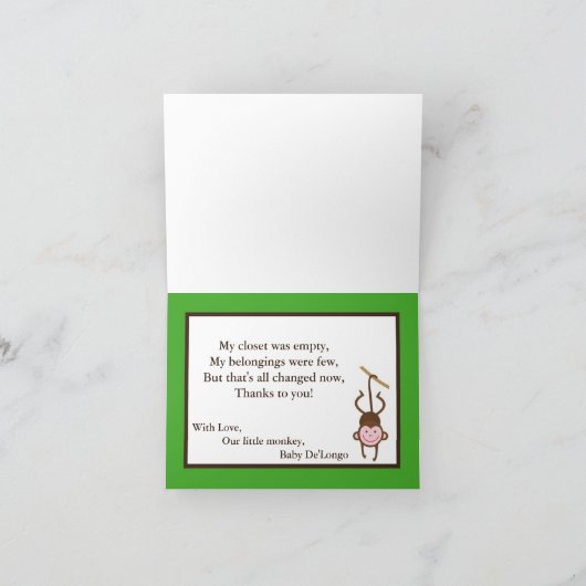 Gevouwen Bedankt Card Monkey Swing Oerwoud Safari (Binnen)
