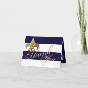 Gevouwen bedankt kaart Modern Stripe Navy White