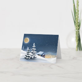 Gevouwen bedankt Kaart "Sneeuwen in het dorp"