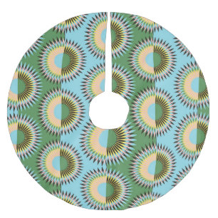 Gevouwen bloemen: retro blauw-groen patroon. kerstboom rok