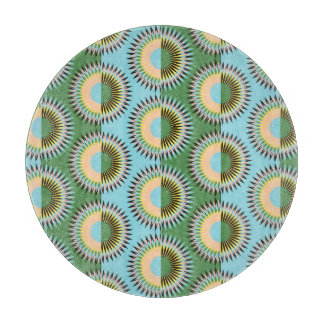 Gevouwen bloemen: retro blauw-groen patroon. snijplank