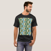 Gevouwen bloemen: retro blauw-groen patroon. t-shirt (Voorkant volledig)