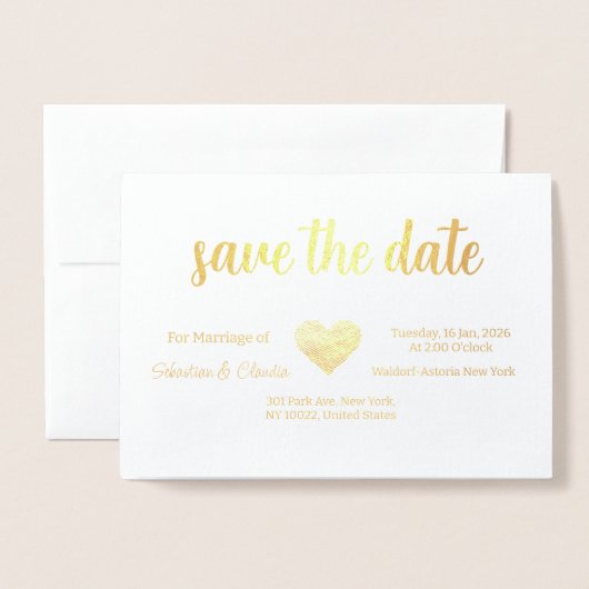 Gevouwen bruiloft opslaan Datum sjabloon (Voorkant met envelop)