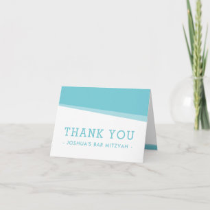 GEVOUWEN DANK U eenvoudige moderne turquoise blauw Bedankkaart