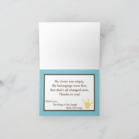 Gevouwen dank u kaarden de Dierentuin van de Bedankkaart (Binnen)