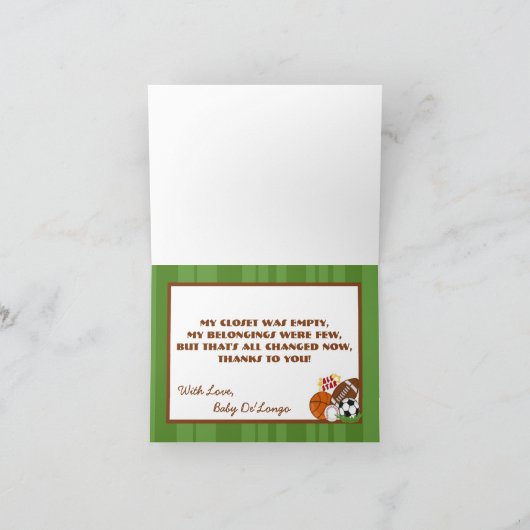 Gevouwen dank u kaarden Groen All Star Bedankkaart (Binnen)