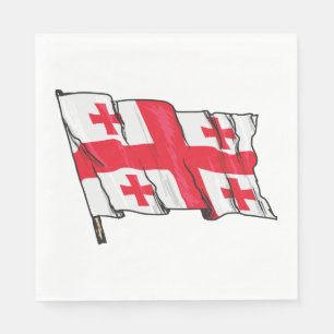 Gevouwen Georgische vlag Rood en Wit Vijf Kruizen Servet