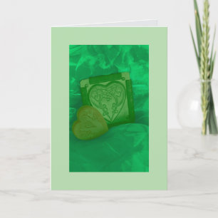 Gevouwen groene harten maart Verjaardag Kaart