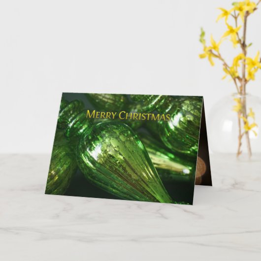 Gevouwen Groene Mercurius Glas Ornament Kerst Kaar Kaart (Gele Bloem)