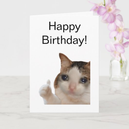 Gevouwen Kaart Duimen omhoog Ok Cat Meme (Orchidee)