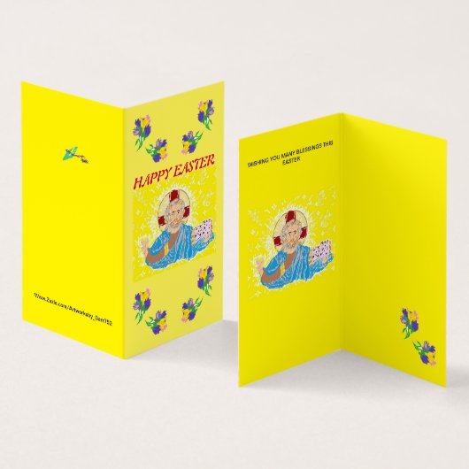 Gevouwen Kaart Happy Pasen (Binnen en buitenkant)