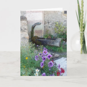 Gevouwen Kaart met alpenfontein en bloemen