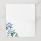 Gevouwen Naam Plaats Kaart-Blauw Hydrangeas (Buitenkant ongevouwen)