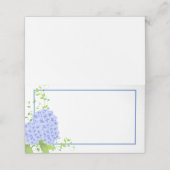 Gevouwen Naam Plaats Kaart-Blauw Hydrangeas (Buitenkant ongevouwen)