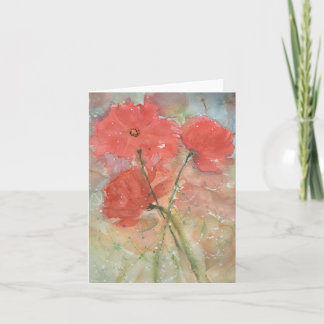 Gevouwen Note Kaart met handgeschilderd bloemenont