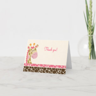 Gevouwen oerwoud Giraffe (roze) Dank u wel Bedankkaart