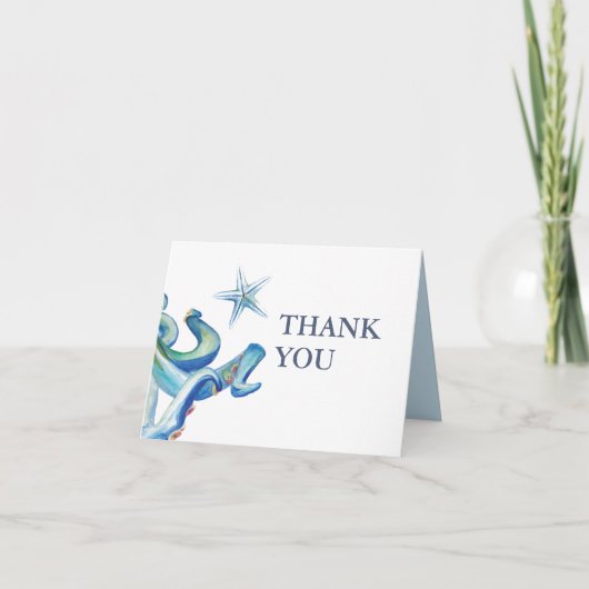 gevouwen strand bruiloft dank u kaarten (Voorkant)