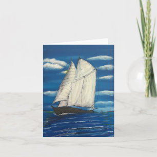 Gevouwen Wenskaart met zeilboot Kaart