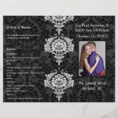 Gevouwen Zwart Grijs & Wit Damast Foto Bruiloft (Voorkant)