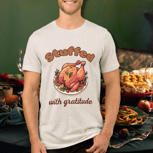 Gevuld met Dankbaarheid Grappige Thanksgiving Kalk Tri-Blend Shirt
