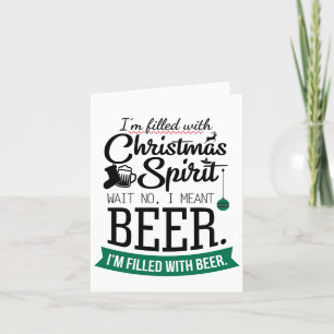 Gevuld met een vakantie bier Grappige kerstsfeer Feestdagen Kaart
