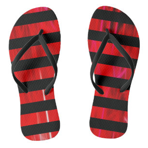 Gevulde getextureerde rode en zwarte strepen teenslippers