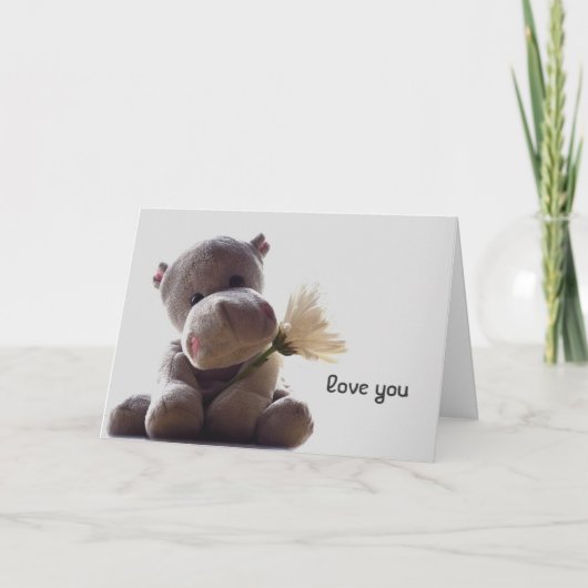 Gevulde Hippo met Bloemen Wenskaart Feestdagen Kaart (Voorkant)