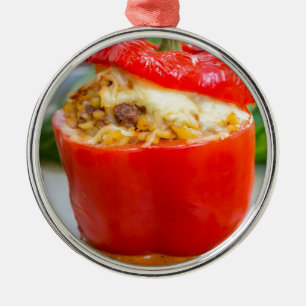 Gevulde paprika's met vleessaus en kaas metalen ornament