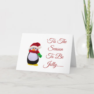 Gevulde speelgoedpinguïn gekleed voor de winter kaart