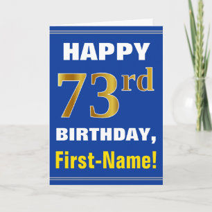 Gewaagd, Blauw, Gouden 73ste Verjaardag Faux met Kaart