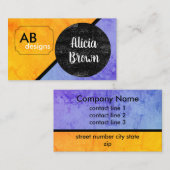 gewaagd modern oranje en blauw geometrisch ontwerp visitekaartje (Voorkant / Achterkant)