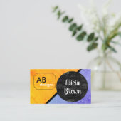 gewaagd modern oranje en blauw geometrisch ontwerp visitekaartje (Staand voorkant)