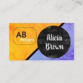 gewaagd modern oranje en blauw geometrisch ontwerp visitekaartje (Voorkant)