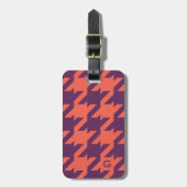 Gewaagd modern paars oranje houndstoothmonogram bagagelabel (Voorkant verticaal)